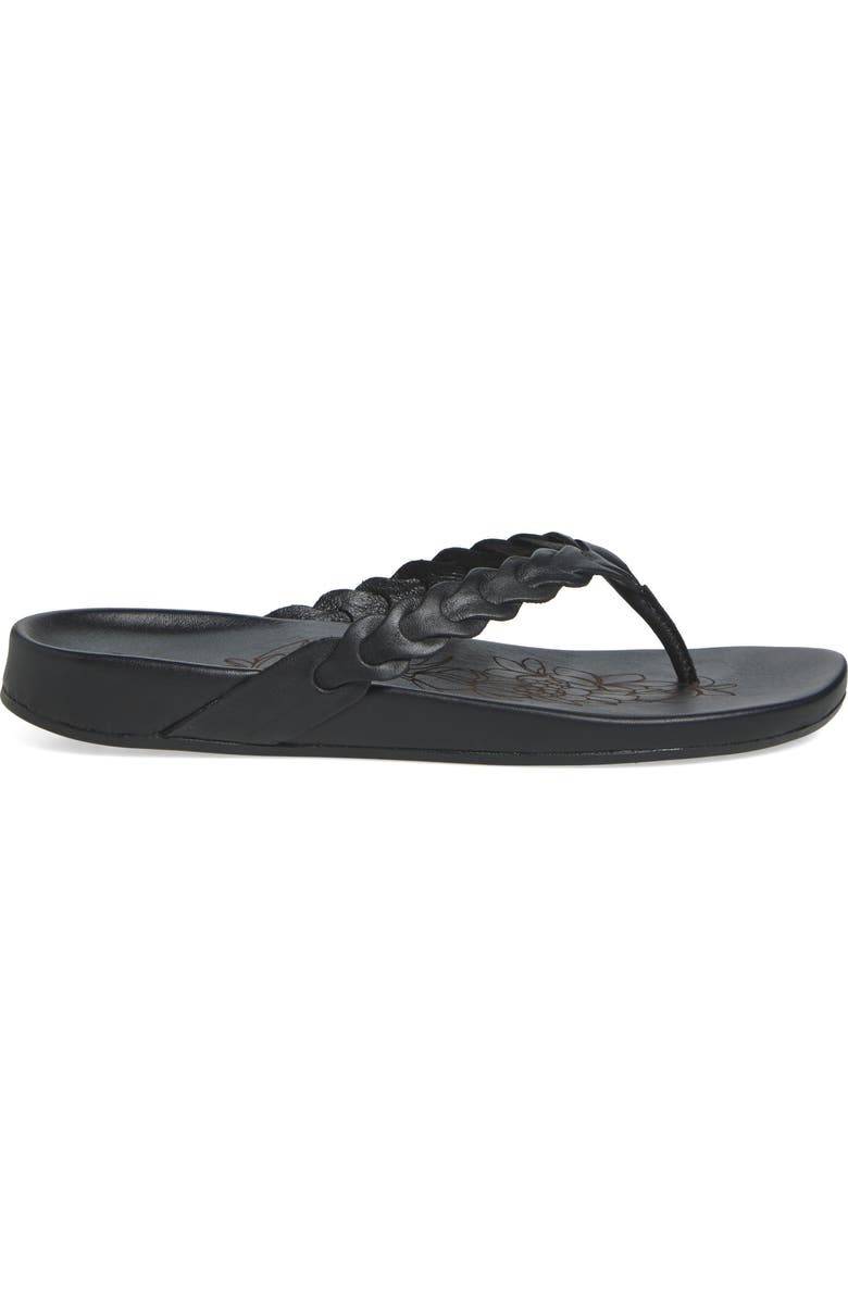 OluKai Lei Leather Flip Flop, Alternate, color, Lava Rock / Lava Rock