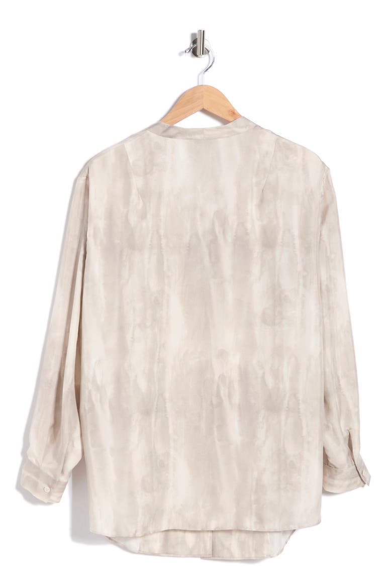 V-Neck Hidden Closure Silk Top, Alternate, color, PEARL MULTI