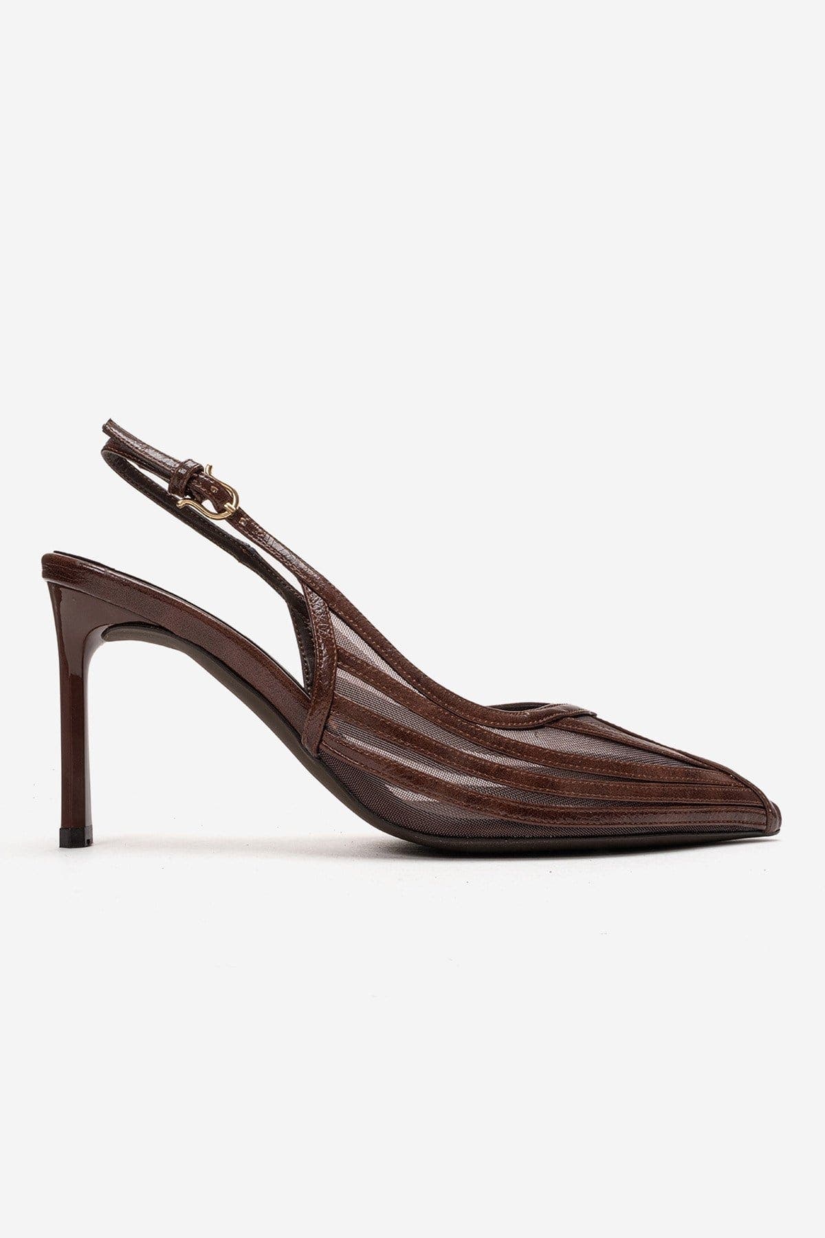 Eleana Slingback Mesh Stiletto Pump, Alternate, color, Brown