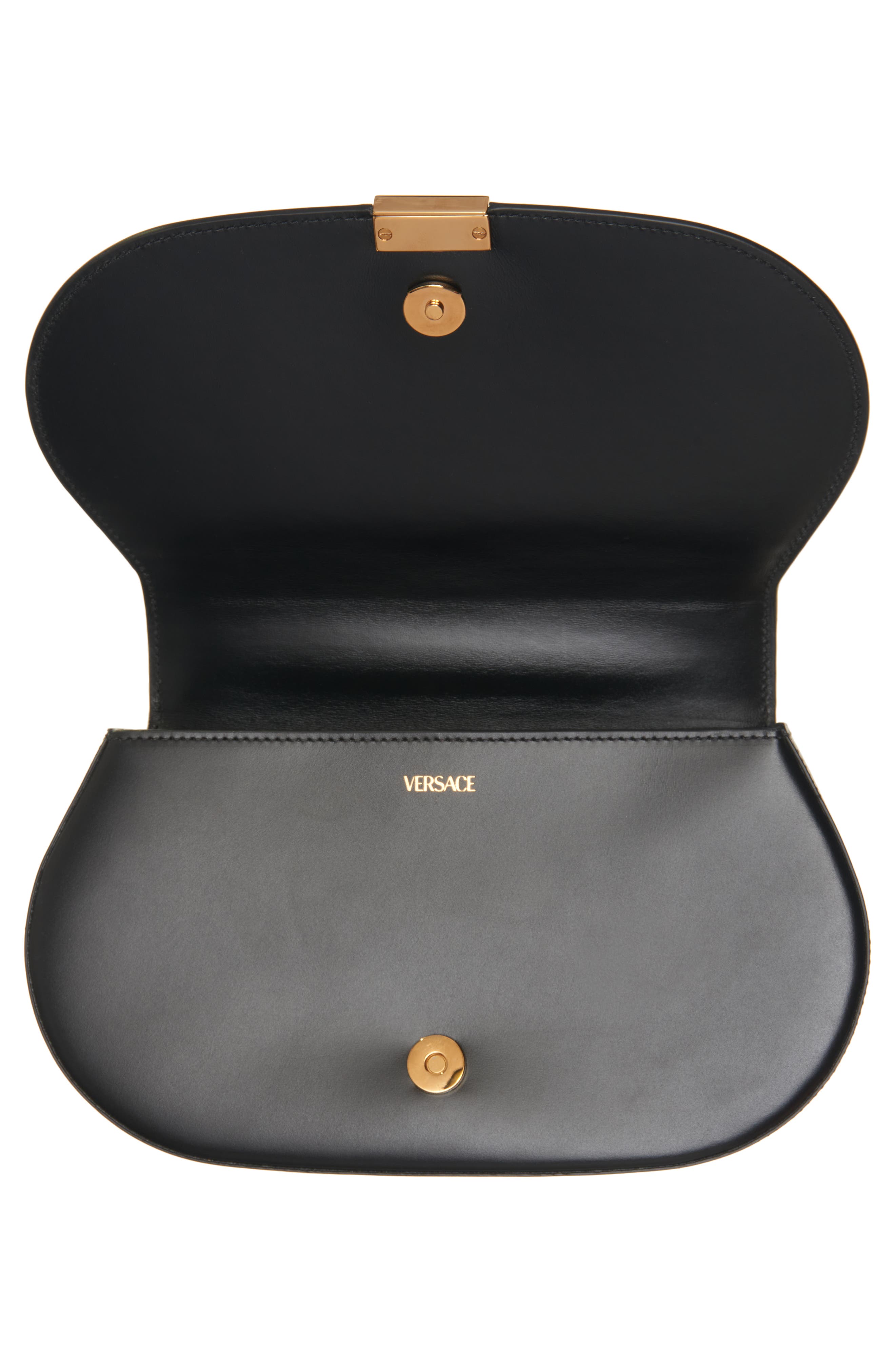 Versace Mini Greca Goddess Leather Shoulder Bag, Alternate, color, 