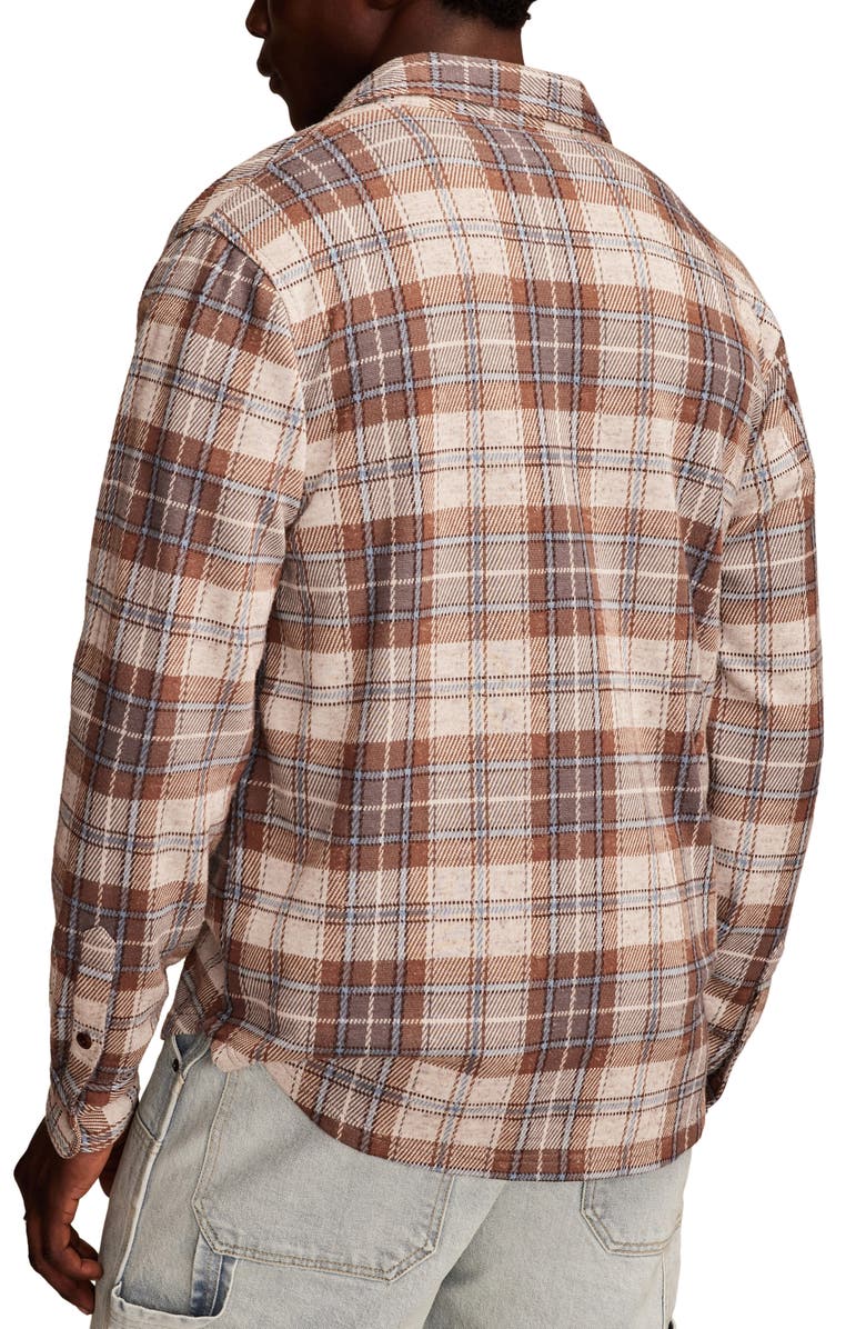 Lucky Brand Brushed Cotton Blend Knit Button-Up Shirt, Alternate, color, Brown Multi