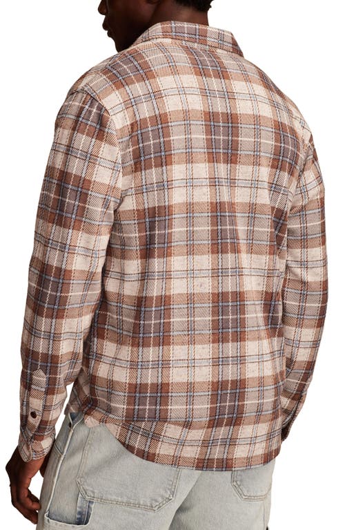 Lucky Brand Brushed Cotton Blend Knit Button-up Shirt In Brown Multi
