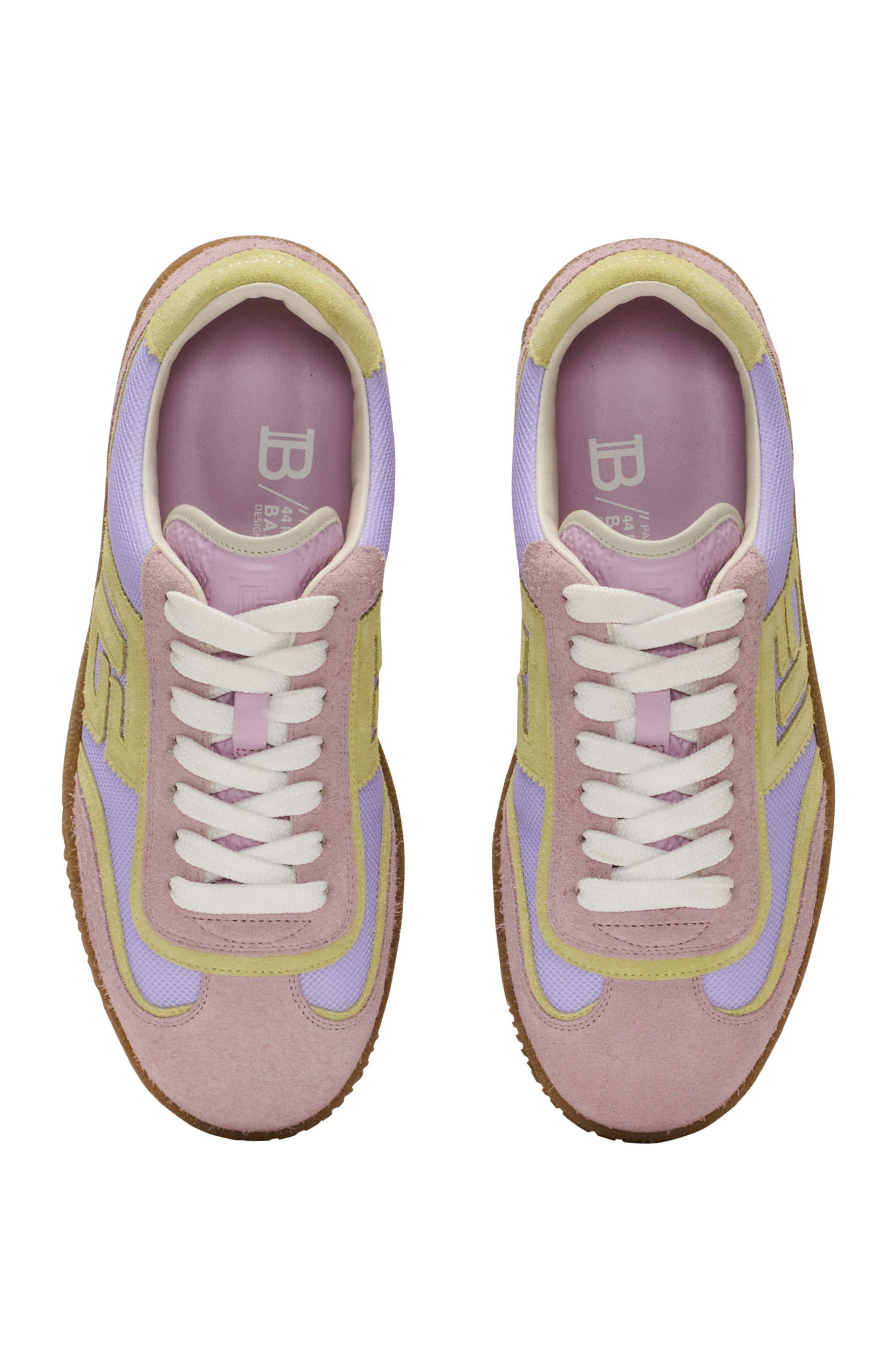 Balmain Swan suede and mesh trainers, Alternate, color, Purple
