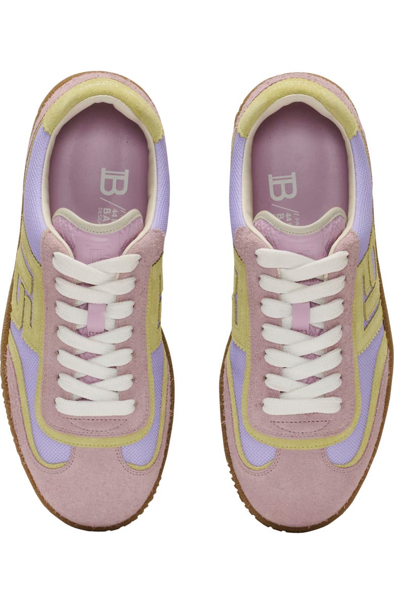 Balmain Swan suede and mesh trainers, Alternate, color, Purple