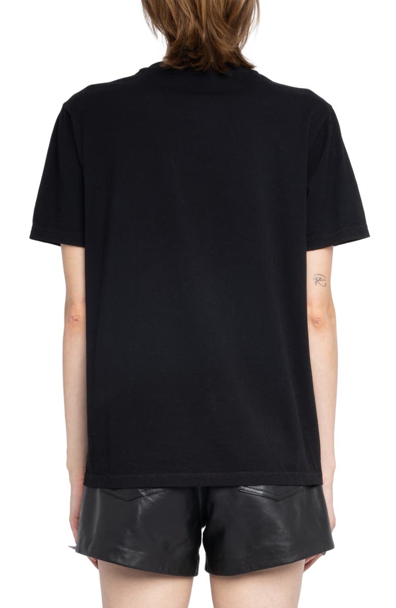 Zadig & Voltaire Edwin Crystal Embellished Flocked Logo T-Shirt, Alternate, color, Black