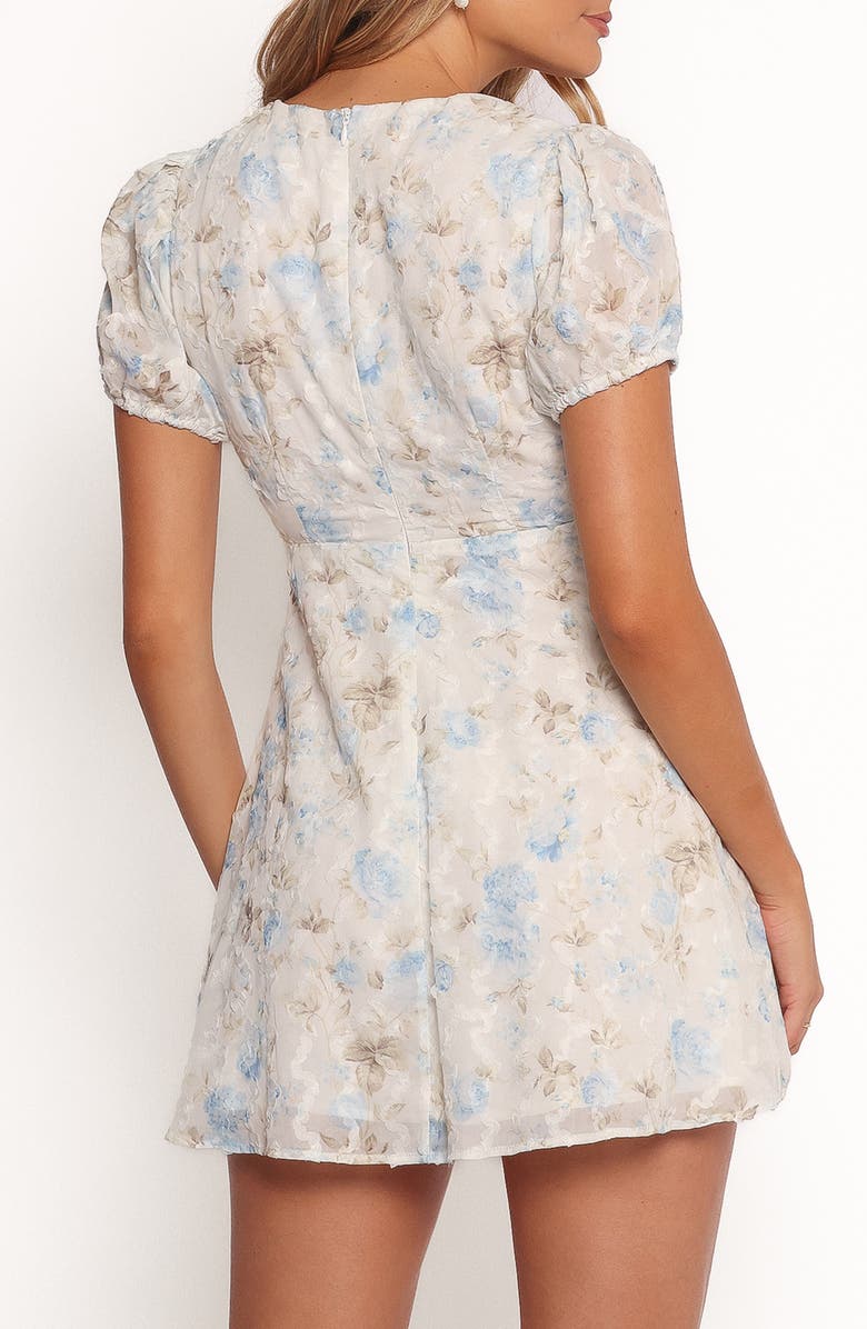 Petal & Pup Marisol Floral Puff Sleeve Minidress, Alternate, color, Cream Blue Floral