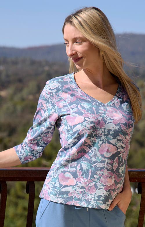 Uv Skinz 3/4 Sleeve V-neck R&r Tee In Animal Print