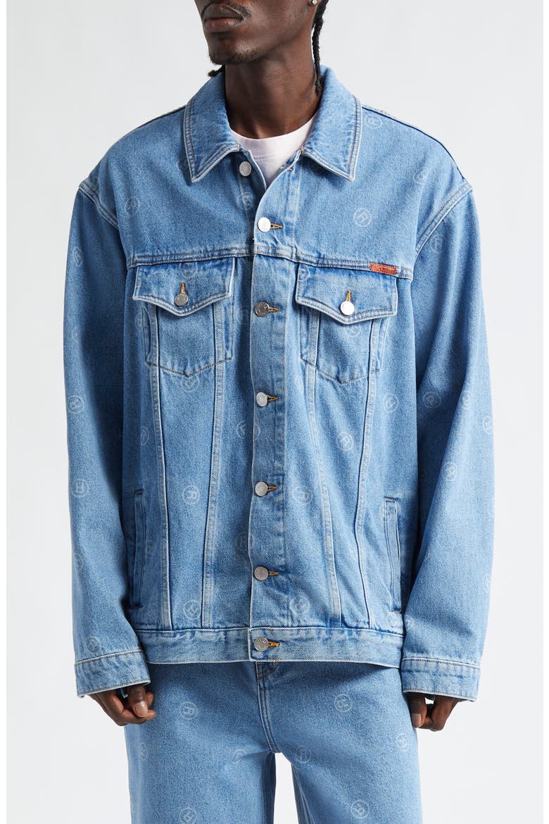 Oversize Denim Trucker Jacket, Main, color, ALL OVER BLUE