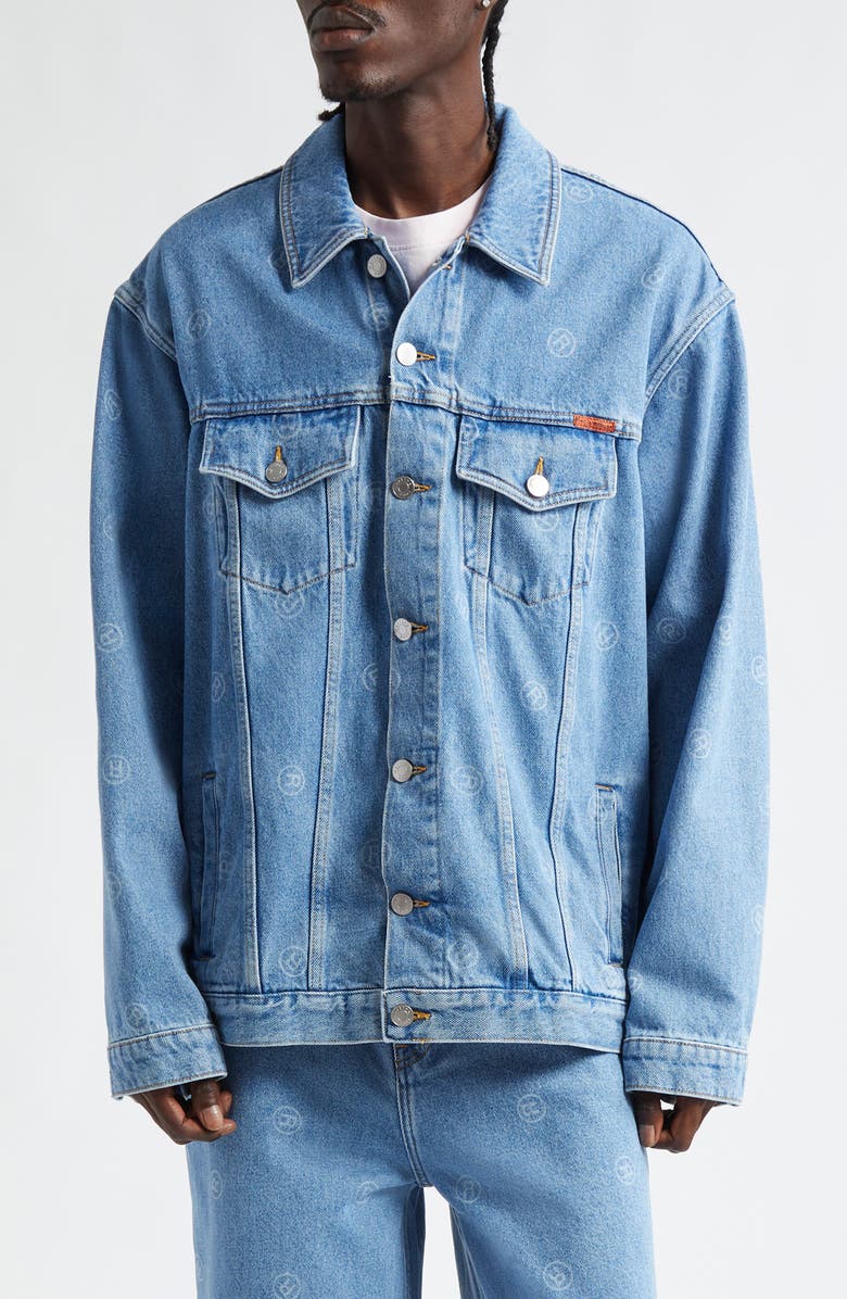 Martine Rose Oversize Denim Trucker Jacket, Main, color, All Over Blue
