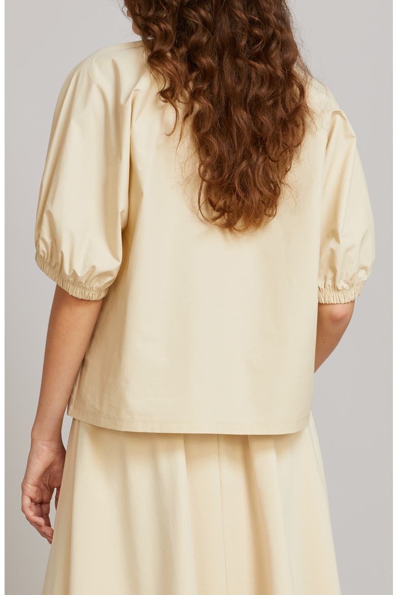 Cellula Puff Sleeve Cotton Top, Alternate, color, MILK