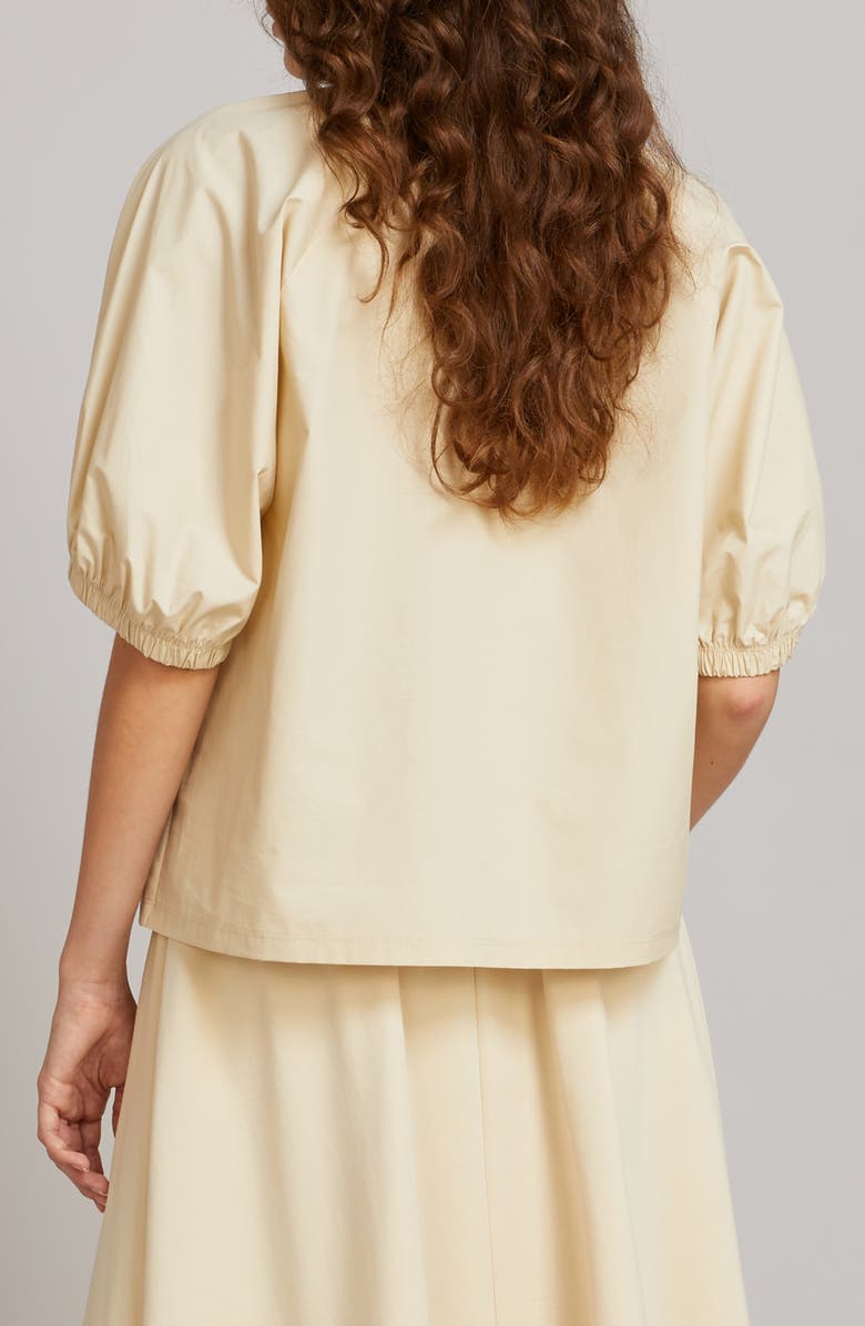 MM by Max Mara Cellula Puff Sleeve Cotton Top, Alternate, color, Milk