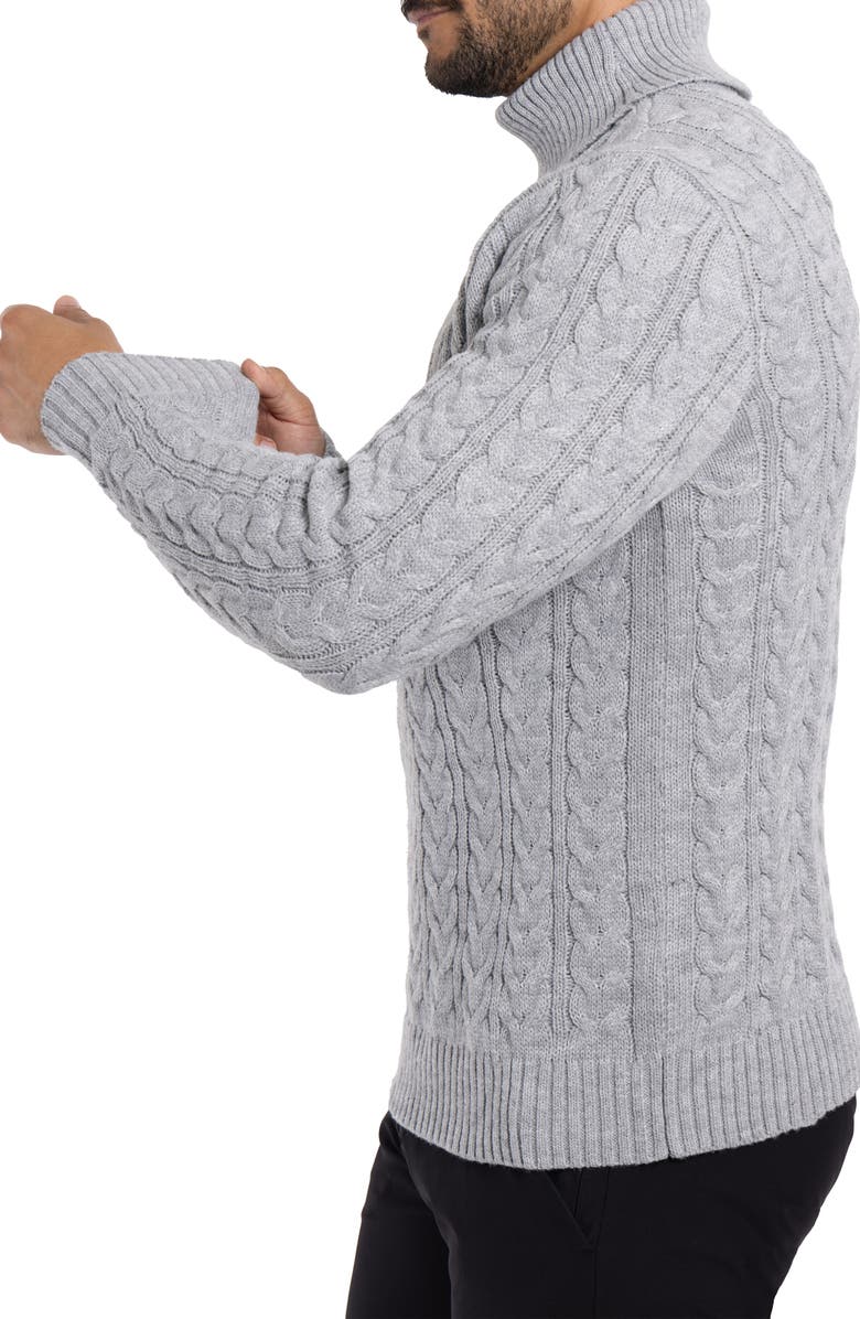 XRAY Cable Knit Turtleneck Sweater, Alternate, color, Heather Grey