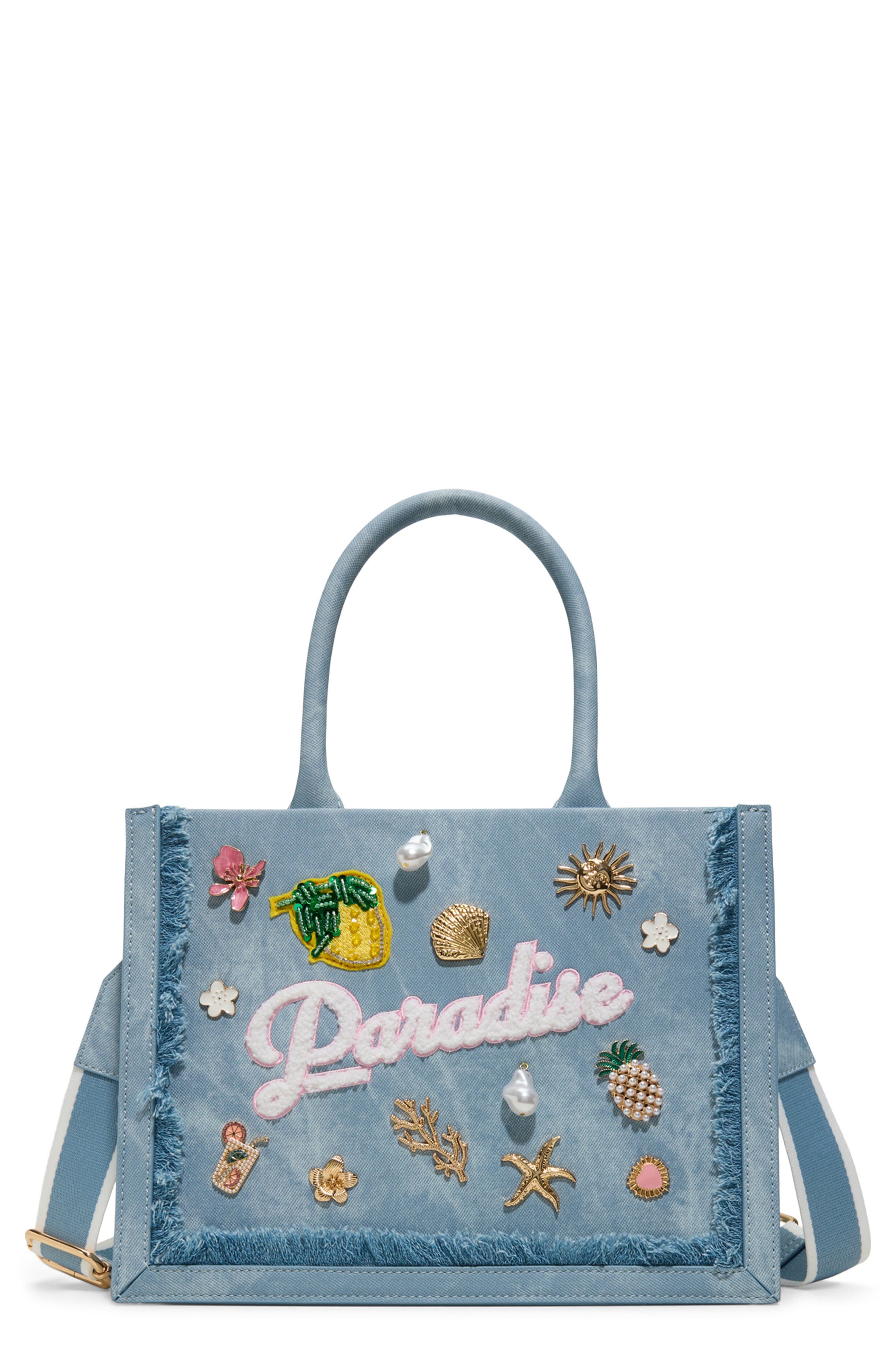 ALDO Paradise Denim Tote, Main, color, Denim
