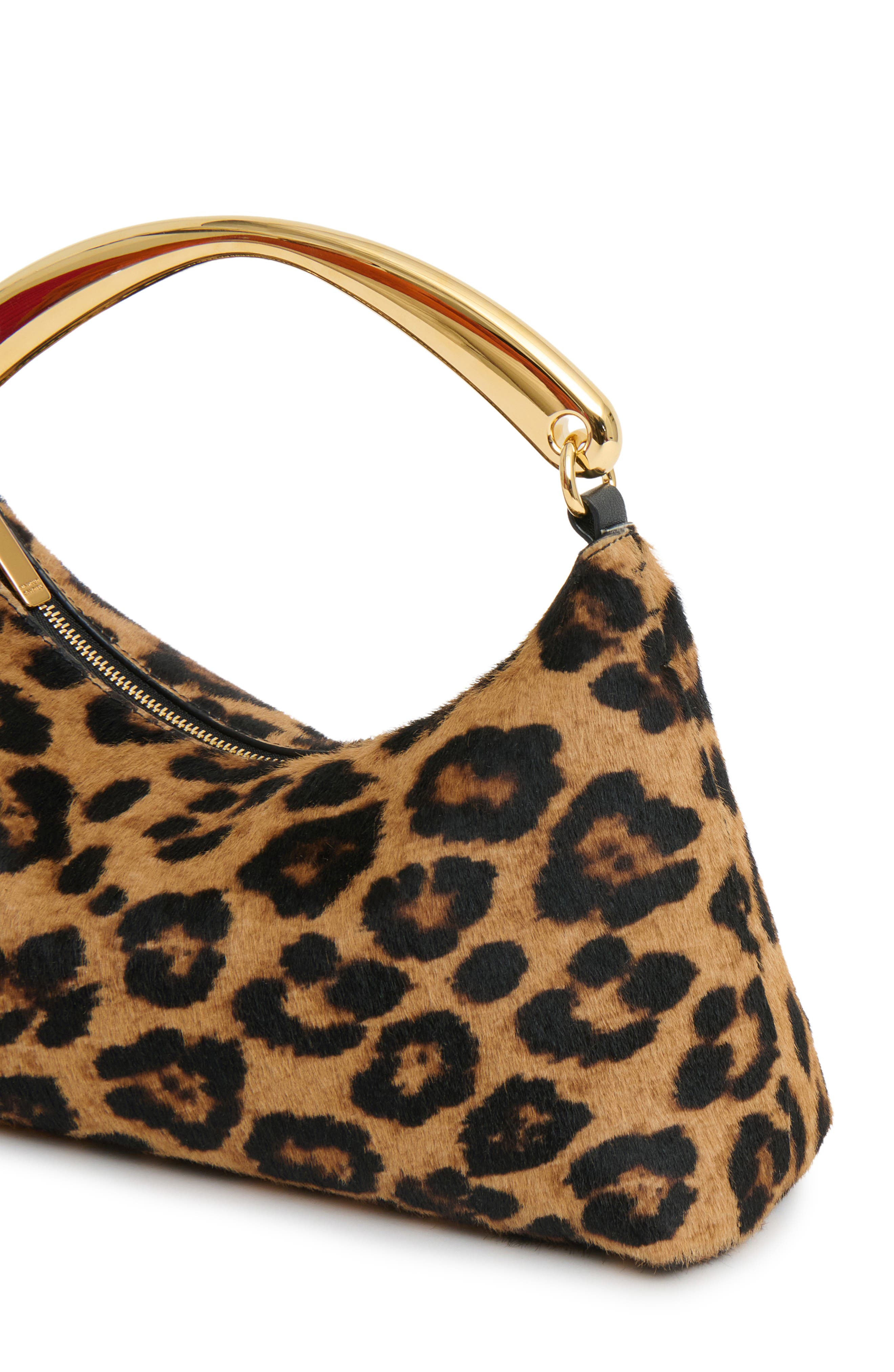 Mansur Gavriel Rhea Metal Handle Genuine Calf Hair Bag, Alternate, color, Leopard