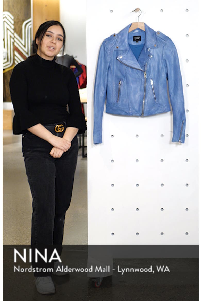 Donna Lambskin Leather Moto Jacket video
