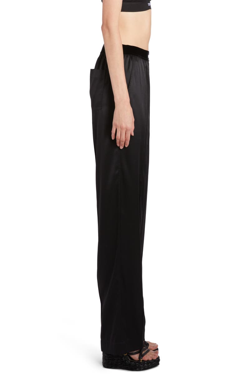 TOM FORD Stretch Silk Satin Pajama Pants, Alternate, color, Black