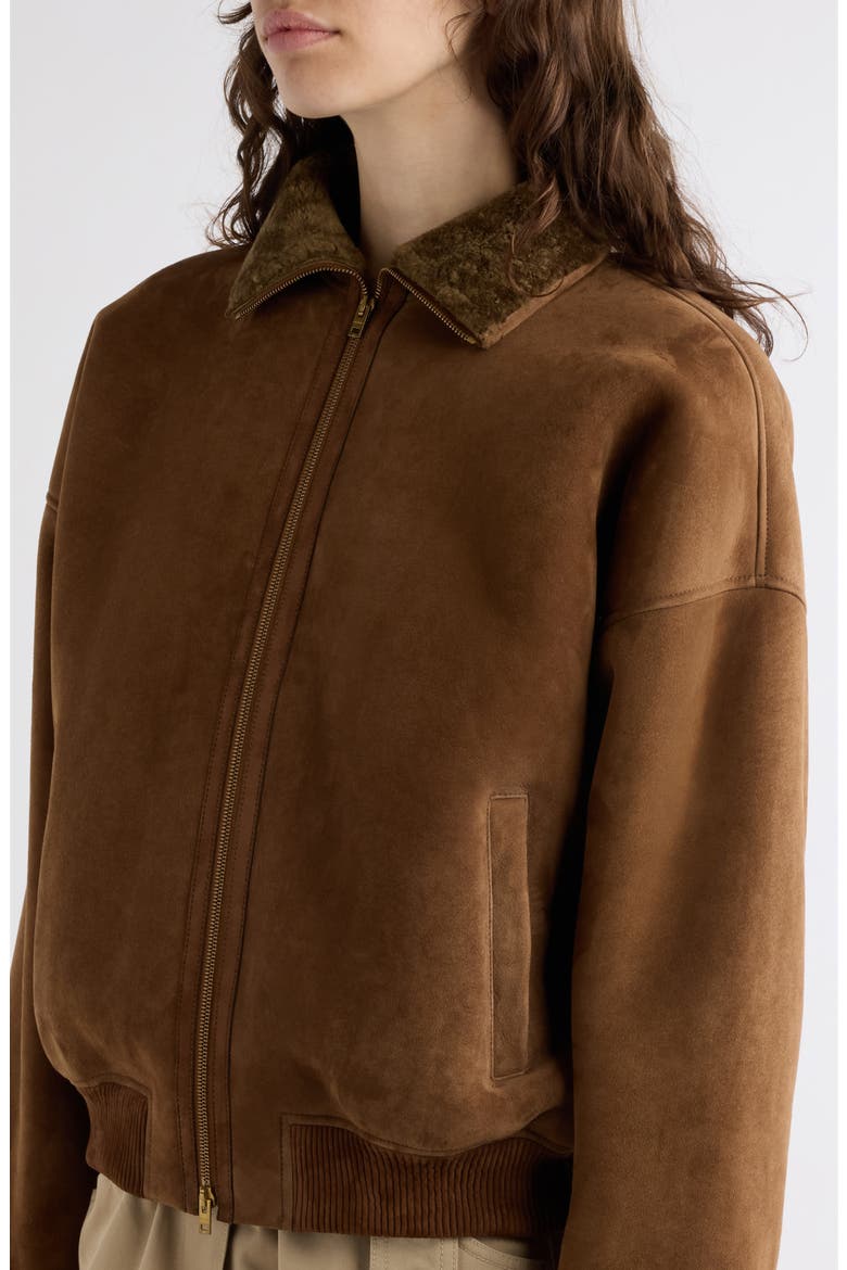Lybrand Genuine Shearling Bomber Jacket, Alternate, color, CHESTNUT BROWN