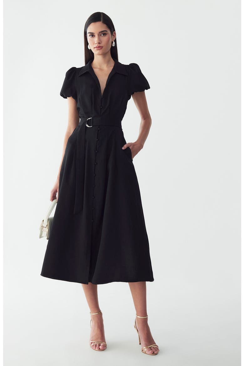 Eliza Midi Dress, Alternate, color, Black