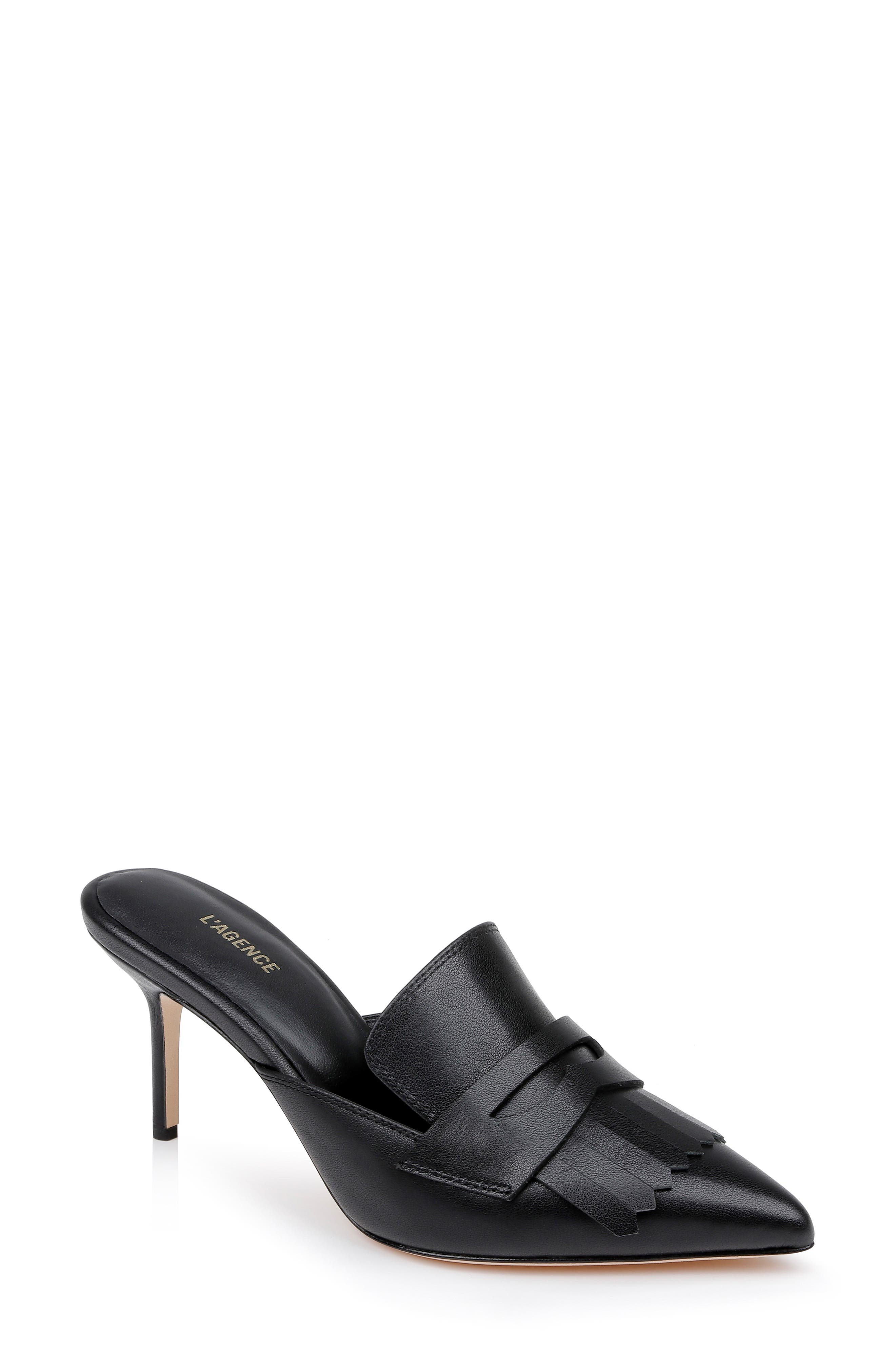 L'AGENCE Bijou II Pointed Toe Kiltie Penny Loafer Mule, Main, color, 