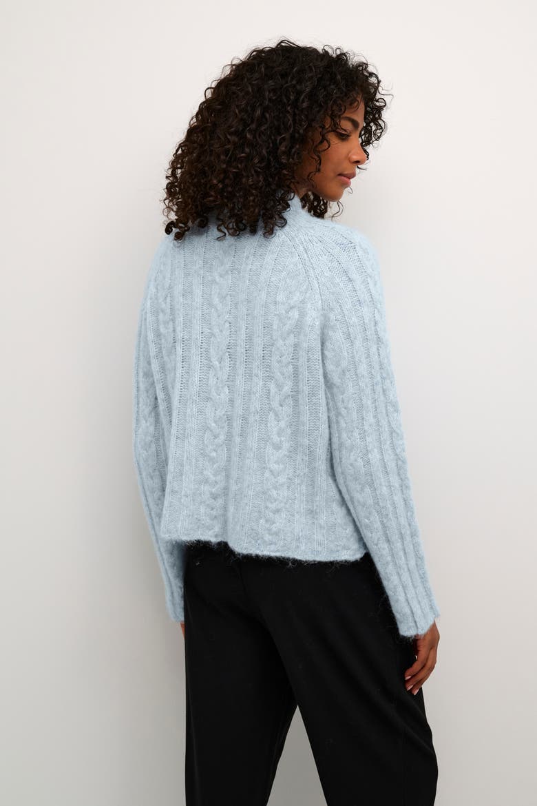 KAnaja Cable Knit Funnel Neck Pullover, Alternate, color, Celestial Blue Melange