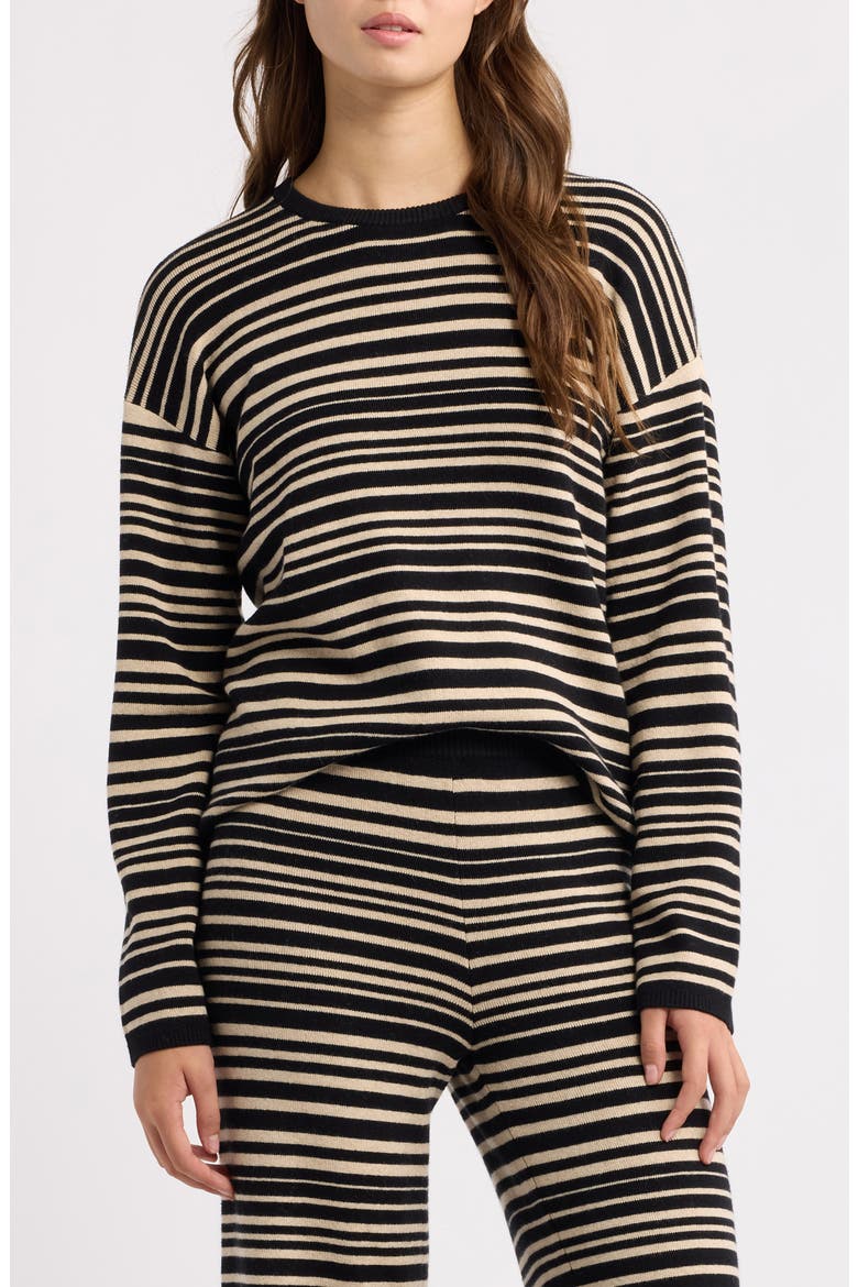 Throwback Studio Stripe Cotton & Cashmere Sweater, Main, color, COASTAL COAL STRIPE