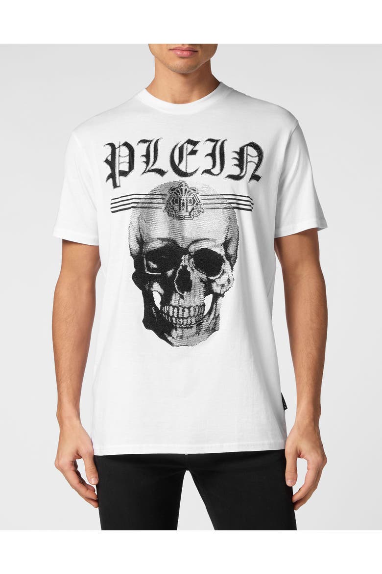 T-Shirt Round Neck Tattoo Men, Main, color, white