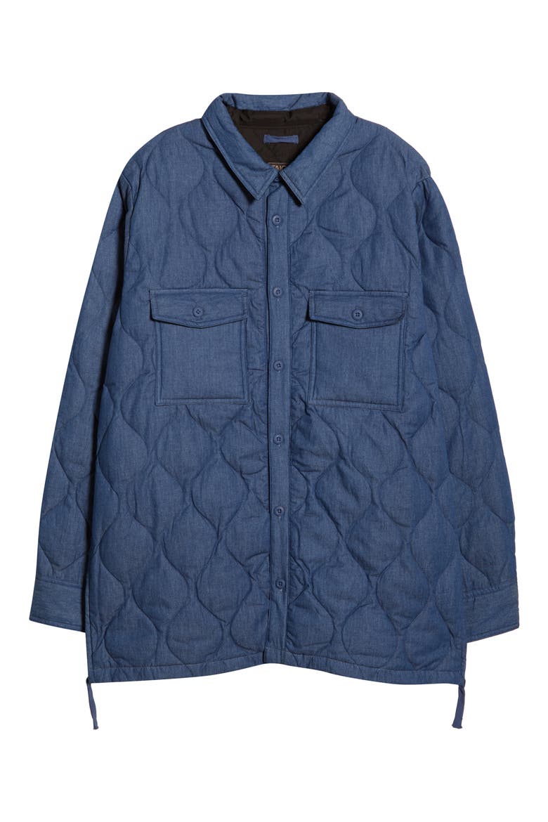 Military Quilted Packable Water Resistant 800 Fill Power Down Shirt Jacket, Main, color, INDIGO DENIM