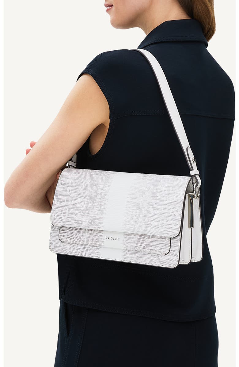 Radley Leather Lane - Faux Lizard Medium Flapover Shoulder Bag, Alternate, color, Bright White