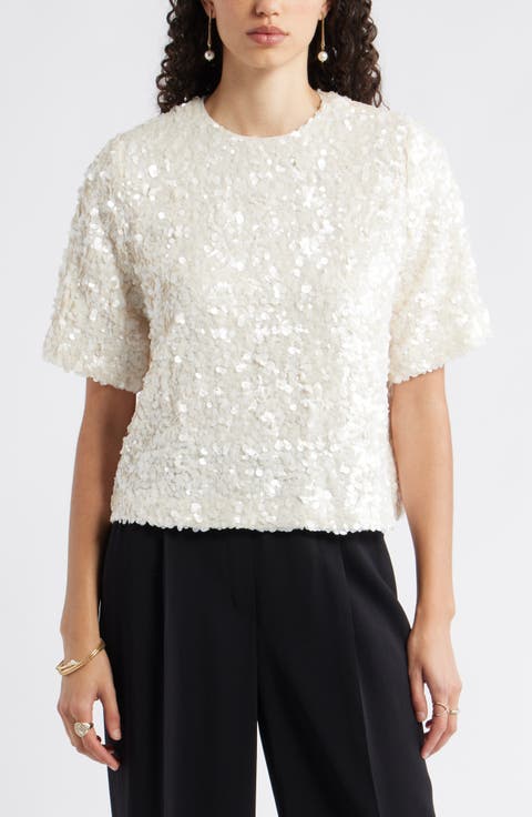Sequin Short Sleeve Top