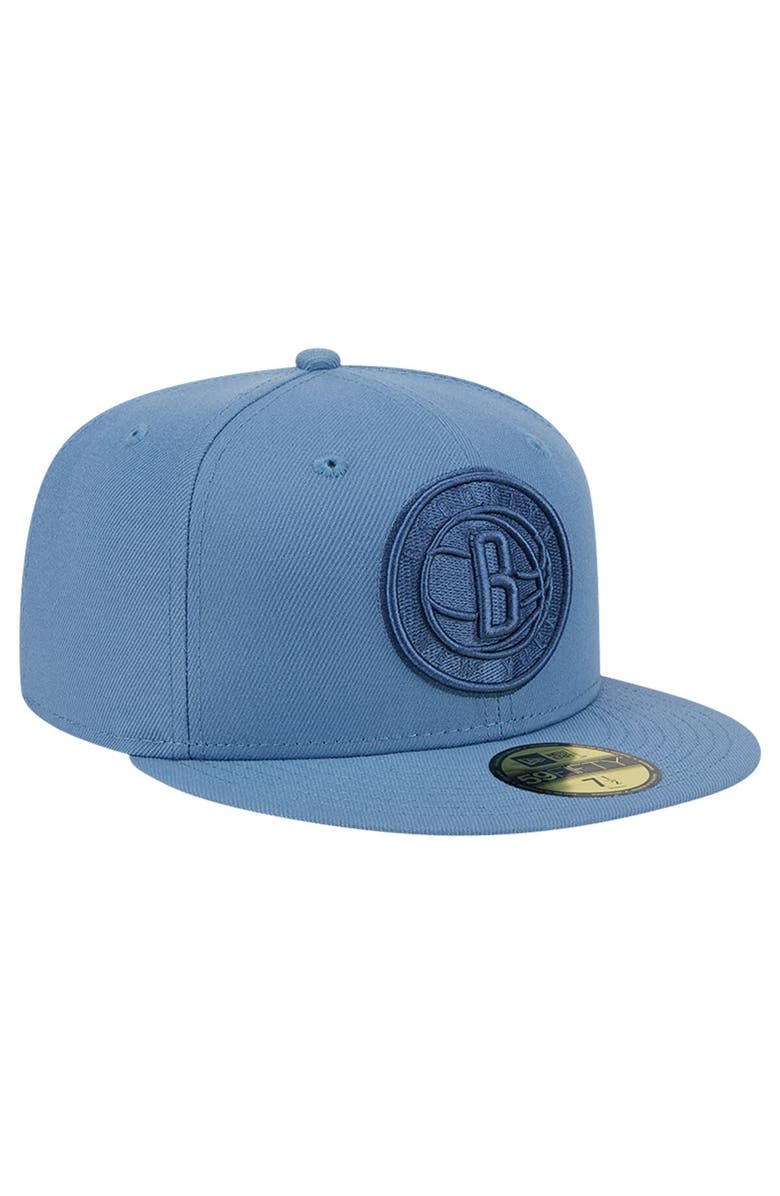 New Era Men's New Era Blue Brooklyn Nets Color Pack Faded Tonal 59FIFTY Fitted Hat, Alternate, color, 