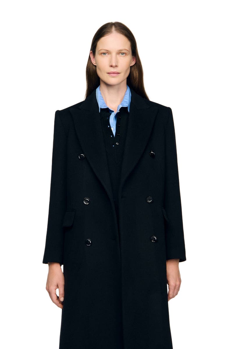 SANDRO Long wool coat, Main, color, Black