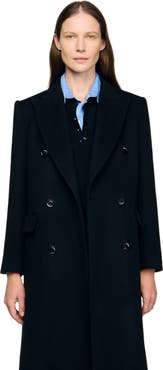 SANDRO Long wool coat