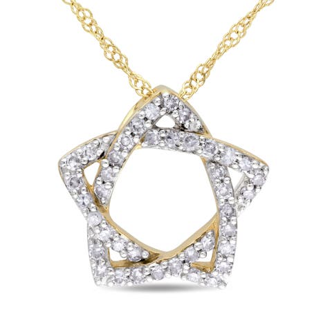 Diamond Star Pendant Necklace 14k