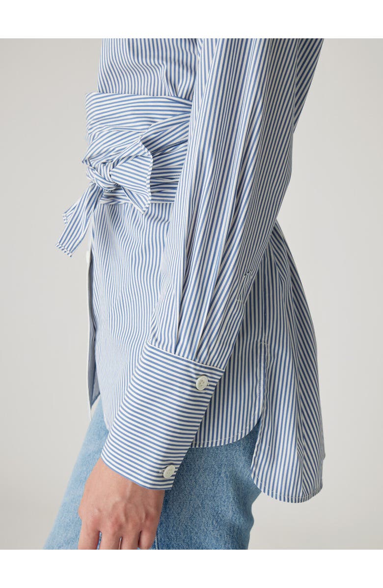 Rebecca Taylor Stripe Poplin Wrap Blouse, Alternate, color, Blue Stripe