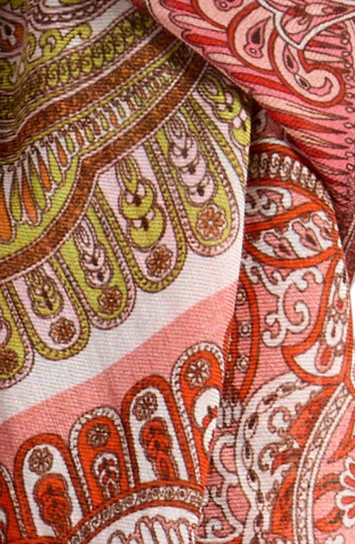 Echo Patchwork Tile Scarf In Guava