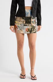 Desigual Newspaper Print Miniskirt