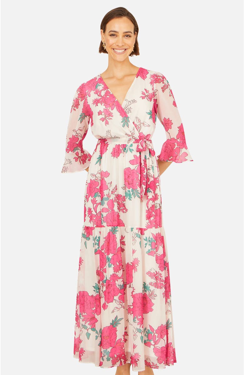 Yumi Blossom Print Maxi Wrap Dress, Main, color, Pink