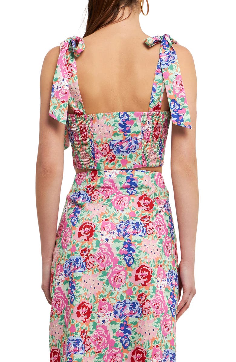 Endless Rose Floral Print Crop Tank, Alternate, color, Coral Multi