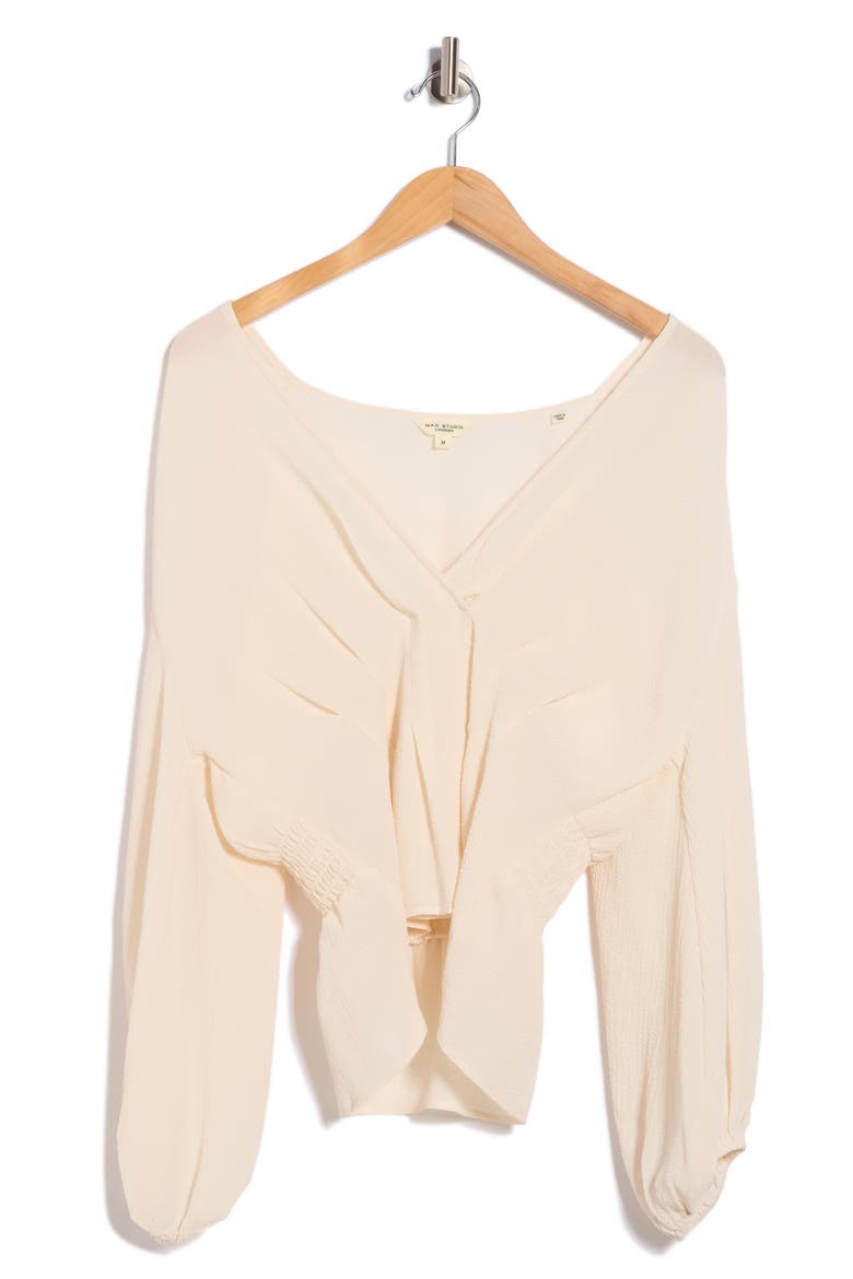 Ruffle Neck Long Sleeve Top, Alternate, color, IVORY