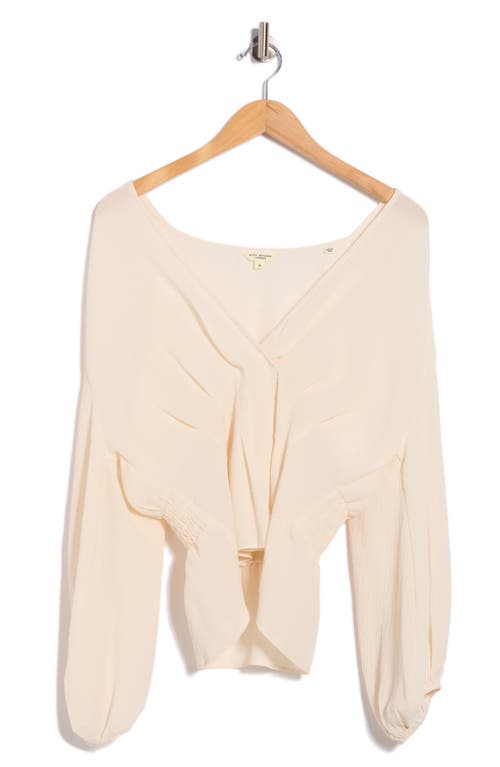 Max Studio Ruffle Neck Long Sleeve Top In Gray