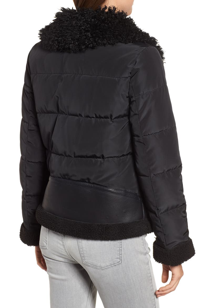 Faux Shearling Hybrid Jacket, Alternate, color, BLACK