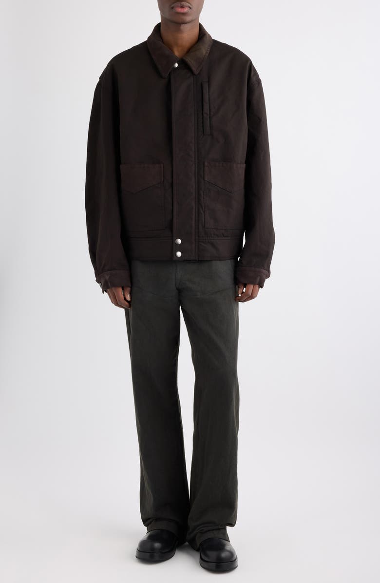 Dries Van Noten Twill Trim Cotton Chore Jacket, Alternate, color, Brown