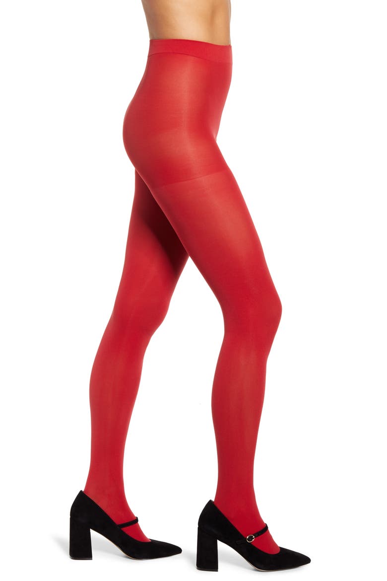 x Atlantic-Pacific Opaque Tights (Nordstrom Exclusive), Main, color, RED CHILI