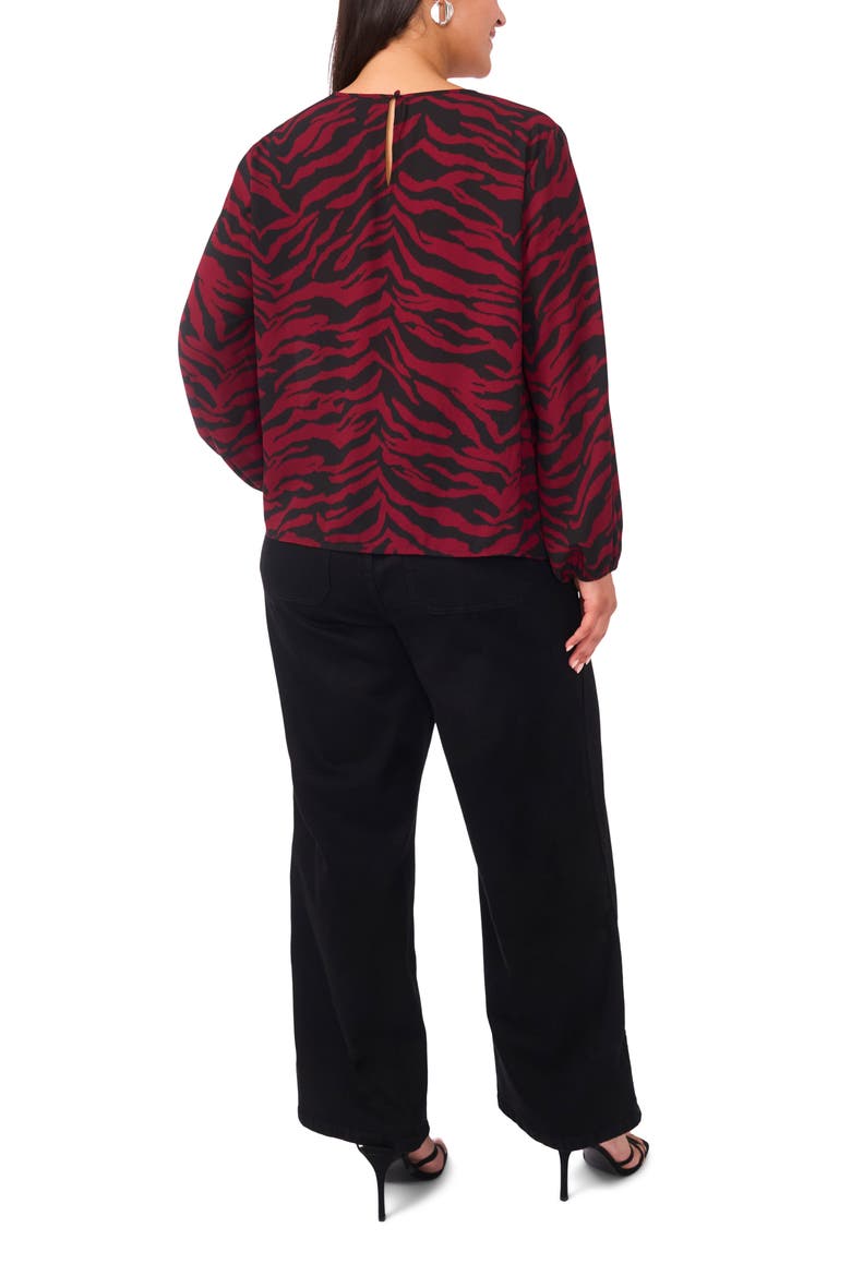 Animal Print Keyhole Neck Top, Alternate, color, BOYSENBERRY