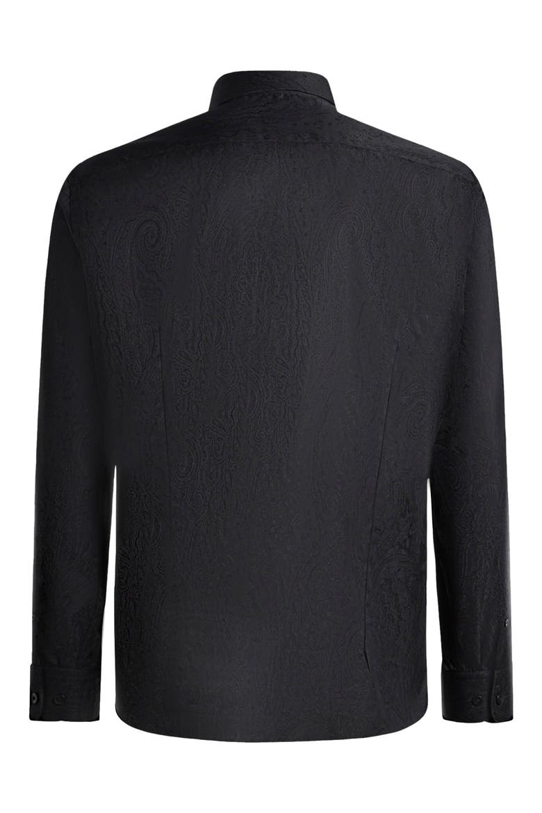 Roma Paisley Cotton Jacquard Dress Shirt, Alternate, color, BLACK
