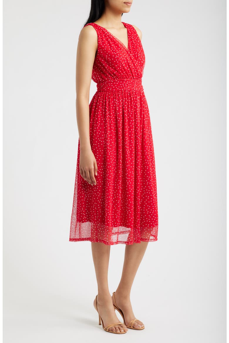 Cross Mesh Midi Dress, Alternate, color, RED