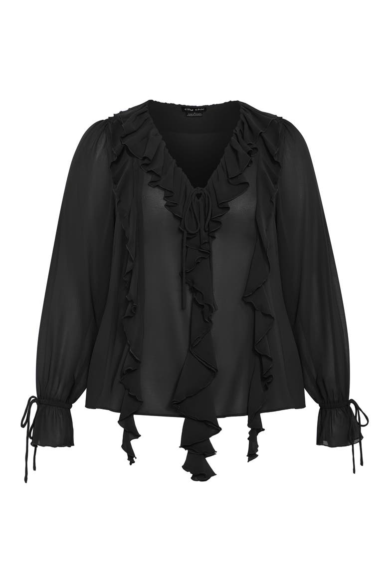 Felix Ruffle Long Sleeve Tiered Dress, Alternate, color, BLACK