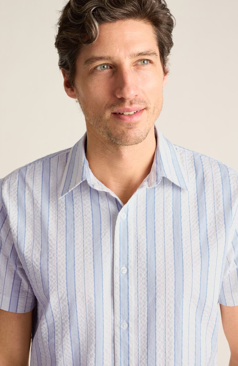 Bonobos Corentin Stripe Slim Fit Short Sleeve Button-Up Shirt, Alternate, color, Blue Stripe