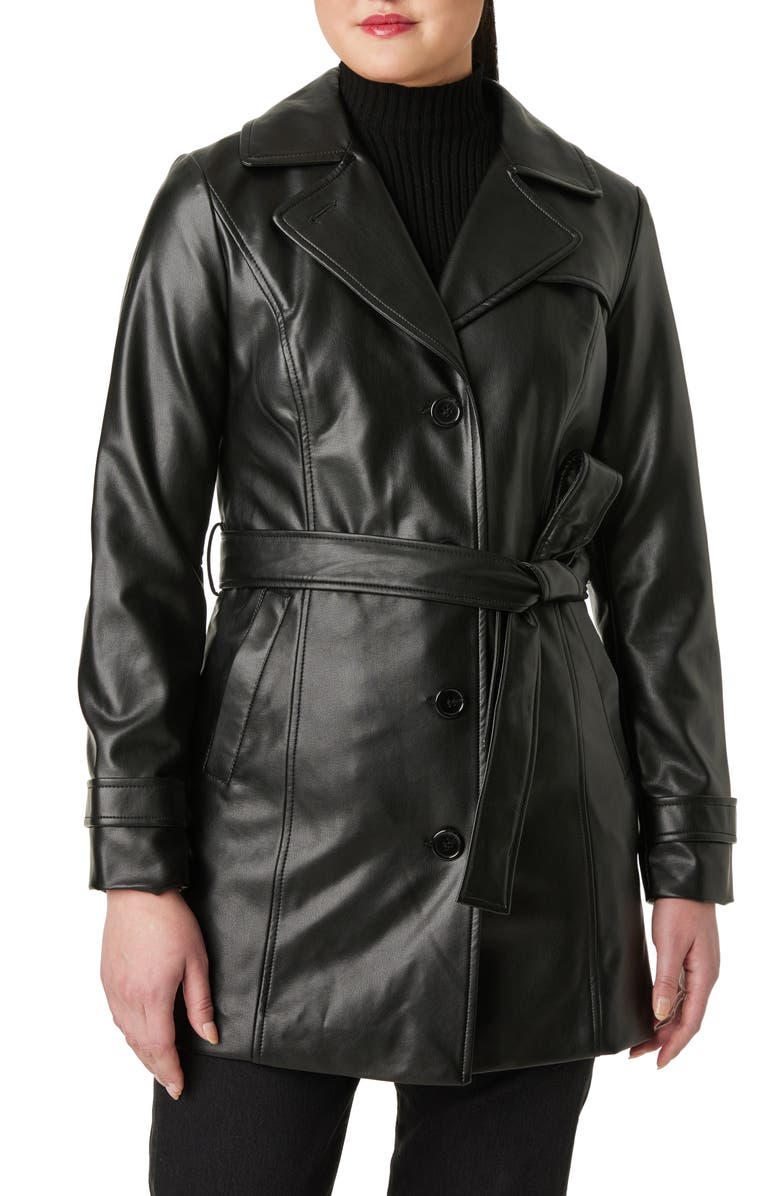 Sanctuary Faux Leather Trench Coat, Main, color,