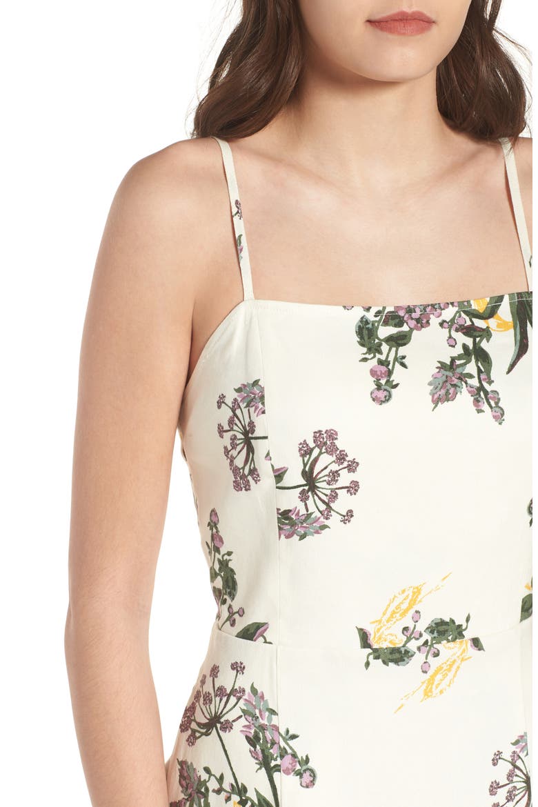 Floral Print Midi Dress, Alternate, color, IVORY GHOST FLORAL